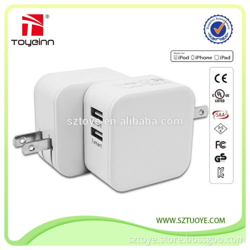 FCC/UL Approved Dual USB Charger, 5V 4800mA 24W 4.8A Wall Charger for iPhone/iPad/iPod/Smartphone